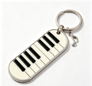 <b>Custom</b> Piano Key Metal Key Chain Silver Plated Enamel <b>Dog</b> <b>Tag</b> Keyring Musical Note Gift - Product Image 2