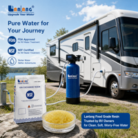 Résine échangeuse d'ions cationique acide forte certifiée NSF et approuvée par la FDA, équivalente à la C100, pour le traitement de l'eau portable des camping-cars