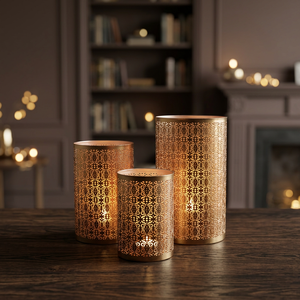 Sonnet Decor Iron Lantern Set Red Dot Pattern Rope Handle Heat Resistant Handmade Digital Printing Eco-Friendly Christmas Home - Product Image 1