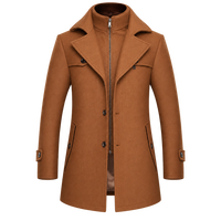 Manteau Trench en Laine Personnalisé OEM pour Homme, Veste d'Hiver Épaisse à Double Col, Vêtement d'Extérieur Décontracté Surdimensionné en Gros