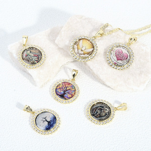 Colgante Amuleto con Diamante CZ, Árbol de la Vida, San Miguel, Mapa de Italia y Paloma, Chapado <span class=keywords><strong>en</strong></span> Oro de 14k, Joyería Hip Hop, Joyería Mexicana - Product Image 3