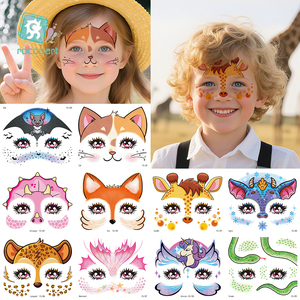 Tatouages temporaires scintillants Licorne Tigre DIY pour enfants, autocollants de tatouage temporaire à paillettes pour le visage pour filles et garçons, idéal pour les fêtes d'anniversaire - Product Image 4