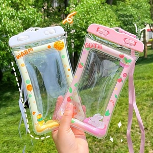 กระเป๋าใส่โทรศัพท์กันน้ำ PVC ลายการ์ตูนพร้อมหน้าต่างโปร่งใสสีชมพูและสีขาวสำหรับใช้กลางแจ้ง - Product Image 1