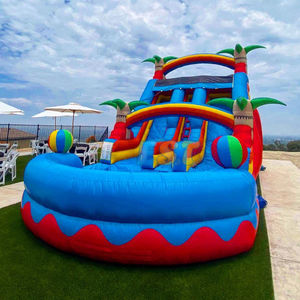 Coloré Double Voie Toboggan Château Ballon <span class=keywords><strong>Palmier</strong></span> Château Gonflable D'été En Plein Air Gonflable Toboggans Piscine pour Enfants - Product Image 2