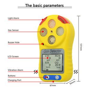 เครื่องตรวจจับก๊าซแบบพกพา ATEX 4 in 1 ตรวจจับ CO O2 H2S LEL CH4 พร้อมระบบเตือนภัย - Product Image 2
