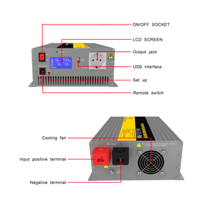 Inversor de <span class=keywords><strong>Corriente</strong></span> de 2000W, 24V <span class=keywords><strong>a</strong></span> 220V, Onda Sinusoidal Pura, Monofásico, 50Hz, <span class=keywords><strong>Convertidor</strong></span> de CC <span class=keywords><strong>a</strong></span> CA para Automóviles, Compresores y Electrodomésticos - Product Image 2