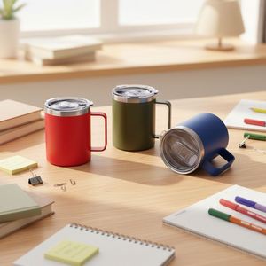 Tasse de voyage isotherme à double paroi en acier inoxydable 304, personnalisable, avec revêtement en poudre, pour le bureau, la maison et le bar – Meilleure vente - Product Image 1