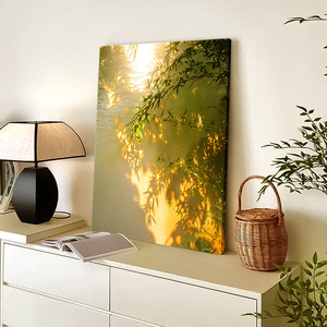 Framed Wall Art Oil <b>Canvas</b> Painting Bamboo Landscape Abstract Nature Print Rectangle Dark Brown <b>Frame</b> Living Room Bedroom Decor - Product Image 4