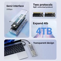 Caja Transparente para Disco Duro M2 RGB, NGFF NVME SATA PCIe, Protocolo Dual, 10Gbps, SSD, Disco de Estado Sólido, Carcasa para Disco Duro de 4T