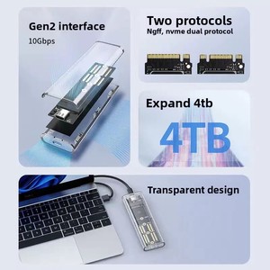 Case per Disco Rigido M2 Trasparente RGB, NGFF NVME SATA PCIe Dual Protocollo 10Gbps, Enclosure per SSD e Disco a Stato Solido 4T - Product Image 6