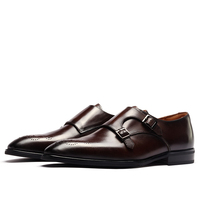 Herren Business-Lederschuhe im Monk-Style mit eckiger Zehenpartie, britischer Schnallenverschluss, aus echtem Leder