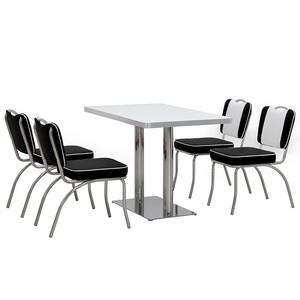 Personalizzato rosso e bianco 1950 retrò sala da pranzo sedia e tavolo Set 4 posti ristorante mobili <span class=keywords><strong>in</strong></span> acciaio inox - Product Image 3