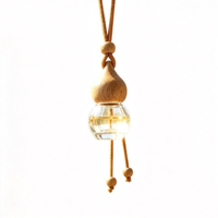 Bouteille vide en verre de 8 ml pour parfum et huiles essentielles, avec bouchon anti-poussière en bois, diffuseur suspendu pour voiture et intérieur, bouchon de bouteille
