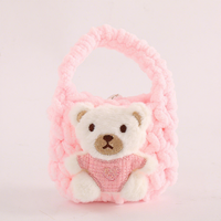 Sacs miniatures en tricot faits à la main, mignons et moelleux, design de dessin animé, décoration animale 3D, pour enfants, rangement de collations, utilisation en voyage, cadeaux de vacances