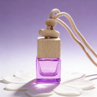 Bouteille diffuseur d'huiles essentielles pour voiture, 8 ml, bouchon en bois noir, classique, dégradé, verre transparent noir, suspendu