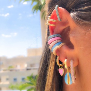 Boucles <span class=keywords><strong>d</strong></span>'oreilles en émail plaqué or pour femmes et filles, 1 pièce, bijoux tendance, couleur bonbon, émail néon coloré - Product Image 3