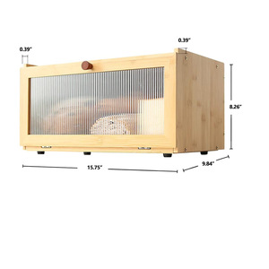 Bamboo Bread Box With Window Large Capacity <b>Kitchen</b> Storage Organizer Rectangle Shape Natural Color Lid - Product Image 2