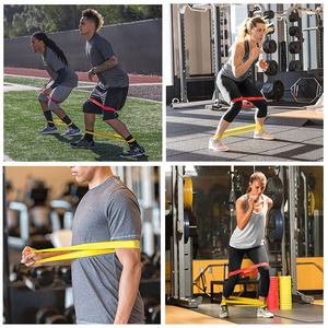 Tùy Chỉnh In Logo Phòng Tập Thể Dục Tập Thể Dục Cao Su Tập Thể Dục Tập Thể Dục Không Trượt Vòng Đàn Hồi 4 Kháng Điện Ban Nhạc Thiết Lập - Product Image 4