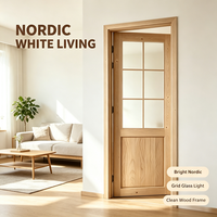 Solid Knotty Pine Wood Interior Lattice Door Unpainted Timber Door for Lodge Inner Room Use