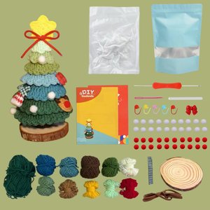Kerstboomvormige Gehaakte Pop Sleutelhanger Creatieve Pasta Speelgoed Haak Een Laine Gehaakte Garenset Breien Ambachtelijke Benodigdheden - Product Image 1