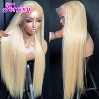 Perruques brésiliennes en cheveux humains vierges bruts blonds 613, ondulées profondes, lisses, avec dentelle frontale 13x4, cuticules alignées, vente en gros