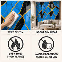Papier peint auto-adhésif en marbre bleu noir or avec surface en PET nettoyable pour les murs décoratifs intérieurs