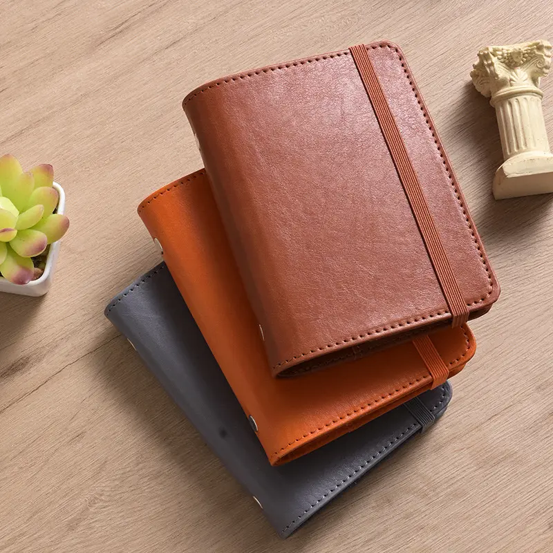 Draagbare A8 Hardcover Journal Mini Pu Lederen Pocket Notebook Paper Daily Dagboek Losbladige Notebook