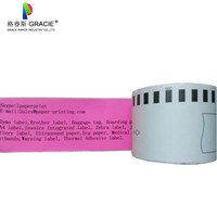 DK 22205 Compatible Étiquettes DK-22205 rose Autocollant, 62mm x 30.48m, Étiquettes de Papier Continu, DK 22205