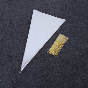 Sacs en plastique triangulaires transparents, pour <span class=keywords><strong>bonbons</strong></span> en forme de cône, emballage de merengue, sacs de cuisson à ouverture plate, prix pour 100 pièces. - Product Image 3