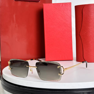 Gafas de Sol Sin Montura con Logotipo CT, Montura Dorada de Lujo, Lentes Azules <span class=keywords><strong>para</strong></span> Entusiastas de la Moda, Protección UV - Product Image 5