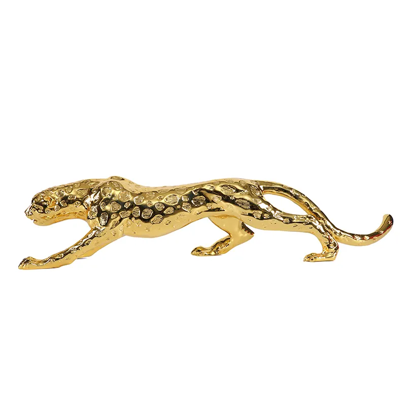 Antique Gold Leopard Resina Casa Decoração Escultura Animal Figurine Do Polyresin Animal Panther Leopard Estátua