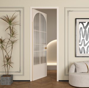 <span class=keywords><strong>Porte</strong></span> intérieure en bois massif et verre, style minimaliste français, isolation phonique, surface finie, ouverture latérale, pour villa, garantie 5 ans - Product Image 5