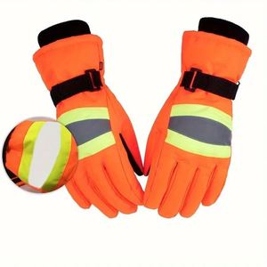 Guantes Reflectantes de Seguridad Vial, Guantes Térmicos de Forro Polar para Clima Frío, Deportes al Aire Libre, Correr, Esquí, Guantes de Invierno para Mujer - Product Image 1