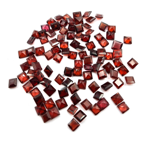 Piedra Preciosa Suelta de Granate Natural, Corte Cuadrado Facetado, para Joyería, Granate Rojo de Corte Princesa de 4 mm, Precio al por Mayor - Product Image 3