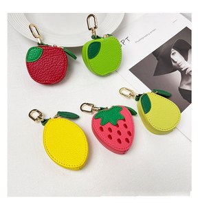 QY PU Leather Fruit Coin Purse Keychain Mini Zipper <b>Key</b> <b>Ring</b> Fruit-themed <b>Bag</b> Charm for Gift and Handbag - Product Image 4