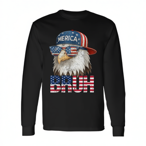 Camiseta de manga larga con símbolo del águila americana para niños, unisex, cuello redondo, diseño de estampado digital inspirado en la vida silvestre - Product Image 3