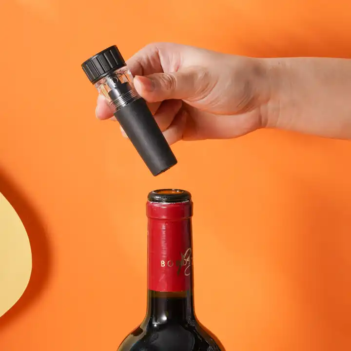 Wine Opener Gift Set Air Pressure Wine Cork Remover Pump With Wine Pourer  Foil Cutter And Vacuum Stopper