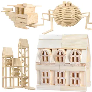 Blocos de construção de madeira 100 pçs, brinquedo educativo empilhador do cérebro, brinquedo de construção para aprendizagem pré-escolar para menino e menina