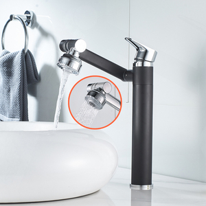 Robinet de lavabo noir <span class=keywords><strong>2</strong></span> en 1 Robinet de lavabo à rotation universelle <span class=keywords><strong>avec</strong></span> valve en céramique et aérateur - Product Image 4