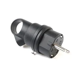 Electric Power German Plug 16A/250VAC Waterproof IP44 Rubber/TPE Material 3G2.5MM2 Cable Schuko Plug 45 Degrees