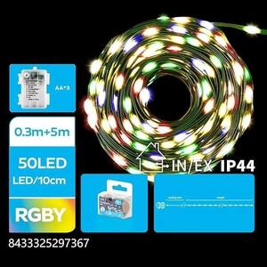 Guirnalda de luces LED a pilas 3AA, PVC y cobre, RGBY, 5m, ideal para decoración de interiores y exteriores, fiestas y eventos. - Product Image 1