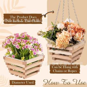 Wooden hanging flower pot <b>basket</b>, indoor balcony decorative <b>plant</b> hanging <b>basket</b>, multi-purpose outdoor flower pot orchid - Product Image 4