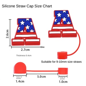 Wholesale Us Series Cartoon Silicone Topper 10Mm Reusable Soft Rubber Straw <b>Hat</b> Bar Accessories - Product Image 4