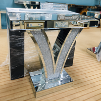 Table console de salon de luxe haut de gamme en diamant écrasé argent miroir au design personnalisé