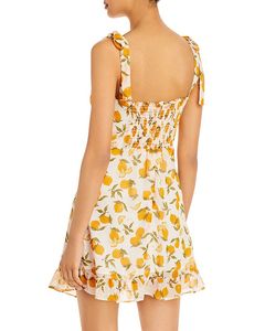 Nuove Donne arancione pannello esterno della bretella scollo a cuore ruffle orlato bordo limone mini <span class=keywords><strong>vestito</strong></span> <span class=keywords><strong>con</strong></span> la cinghia legami - Product Image 3