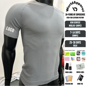 <span class=keywords><strong>Camiseta</strong></span> Deportiva de Compresión sin Costuras de Alto Rendimiento, Elástica en 4 Direcciones, Absorbe la Humedad, Antiolor, de Nailon, para Hombre - Product Image 1