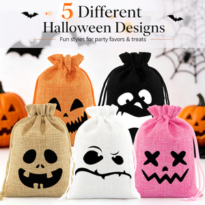 Nuova Borsa con Coulisse 2026 per Snack e <span class=keywords><strong>Caramelle</strong></span> a Tema Ghost Face, con Sacchetto in Lino, Divertente Sacchetto Regalo Fantasma per Promozioni - Product Image 2