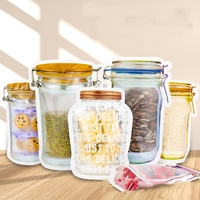 Sacs refermables en forme de bocal Mason de différentes tailles, pochettes debout givrées, emballage en plastique holographique pour bonbons, biscuits, en-cas