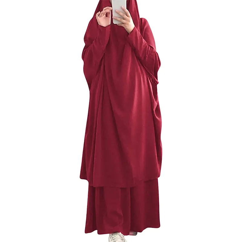 Ensemble de voile islamique XL pour femmes en mousseline de soie musulmane prière Burqa robe basique combinaison ethnique femmes Abaya adultes Eid