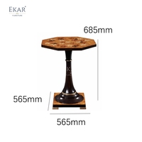 Table d'appoint octogonale à incrustations botaniques - Table d'appoint classique française de luxe |   EKAR FURNITURE